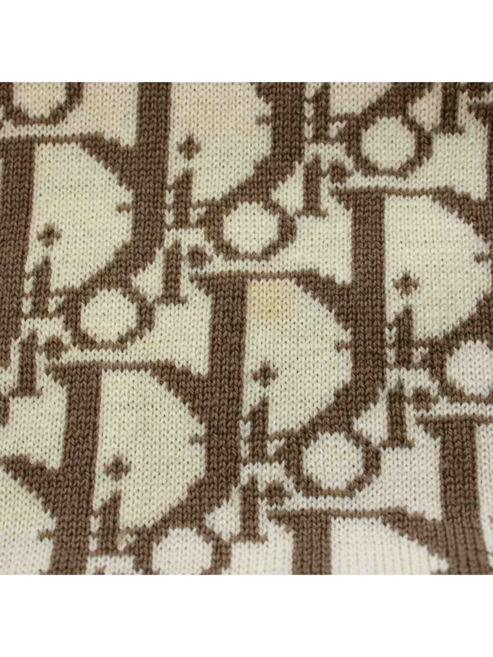 Dior Scarf Shawl All Over Print Wool Ivory Brown